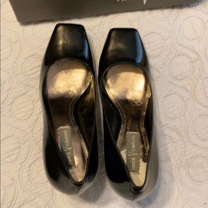 Vince Camuto Square Toe 3 1/2 inch Shiny Pump